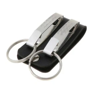 Belt Key Ring Fashion Key Holder Leather Belt Loop Keychain w/ 2 Detachable Clip - Picture 1 of 9