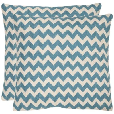 SAFAVIEH Striped Tealea Pillow Set of 2 | Blue Rain | - Image 1 of 3