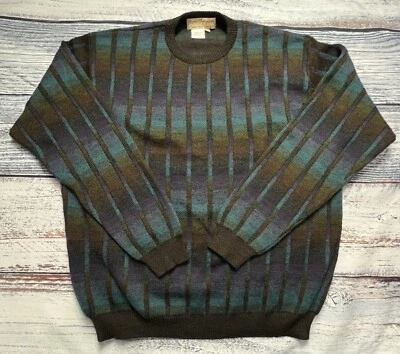 Norm Thompson Men’s Sweater Large Grandpa Wool Blend Blue Green READ DESC - Image 1 of 4