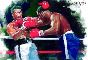 Joe Frazier vs. Muhammad Ali 2017 Authentic Artist Signed Print Card 46 of 50 - Picture 1 of 4