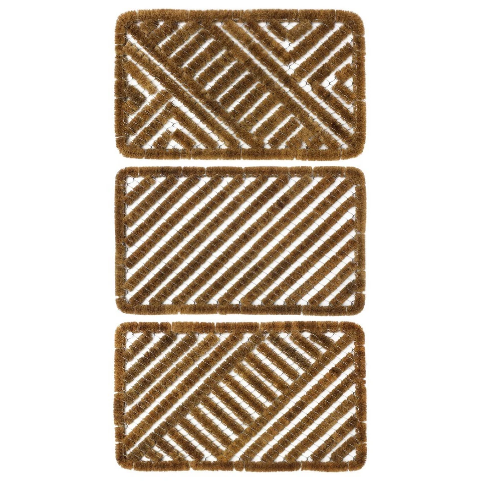 JVL Boston Natural Coir Steel Scraper Outdoor Entrance Floor Door Mat 39 X 59cm