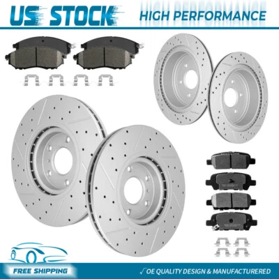 For Nissan Murano INFINITI QX70 M37 Front Rear Drilled Brake Rotors Ceramic Pads - Image 1 of 4