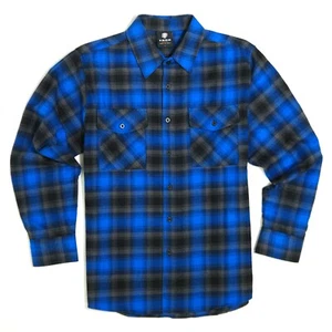 Camisa informal de franela a cuadros de manga larga con botones azul/A24C (3XL-5XL) YAGO para hombre - Imagen 1 de 3
