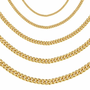 Kette Gold vergoldet Panzerkette Halskette 24K Damen Herren wasserfest K6059DL - Picture 1 of 7