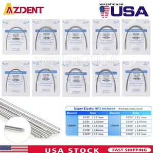 Paquete de 10 cables de arco de ortodoncia dental AZDENT súper elásticos Niti forma redonda ovoide - Imagen 1 de 24