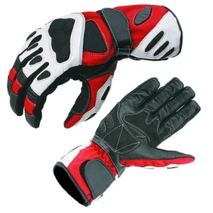 Motorradhandschuhe HANDSCHUHE ROT LEDER M-2XL MOTORRADHANDSCHUHE - Bild 1 von 1