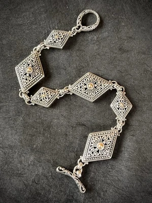 Pulseira ornamentada Philip Gavriel prata esterlina 925 18K PG /36 gramas - Imagem 1 de 4