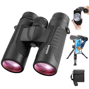 Binoculares HD 12x42 para adultos de alta potencia con adaptador de teléfono y trípode, súper - Imagen 1 de 10