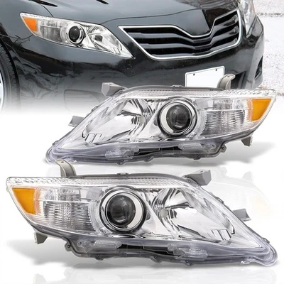 Conjunto de faróis para Toyota Camry Sedan 2010 2011 cromado refletor transparente - Imagem 1 de 4