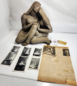 Original 50er Jahre Ton "SYMPATHIE" von Yvonne Dehoney Skulptur/Bilder/Zeitung/RR Etikett - Bild 1 von 20