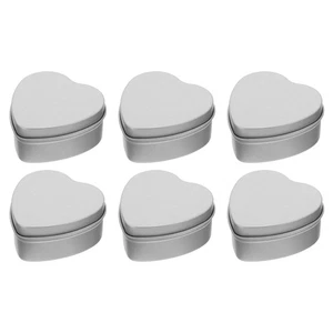 6pcs Candle Tins Tinplate Candle Containers Heart-shaped Jars Candle Jar - Picture 1 of 12