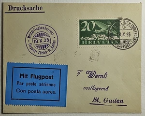 Suiza 1925 Correo Aéreo Aviación Militar Competición Zurich a St. Galens - Imagen 1 de 2