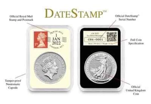 The 2022 DATE STAMPED Silver Britannia 1 OZ SILVER BULLION COIN, CAPSULE & CASE. - Picture 1 of 6