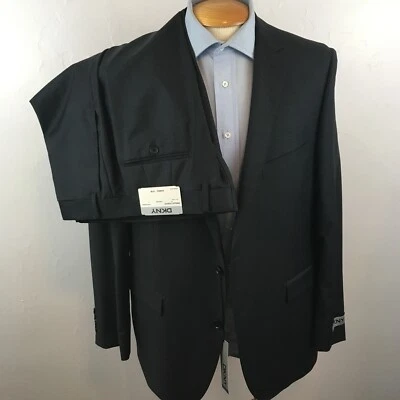 Nuevo traje dkny 2 piezas para hombre sólido gris oscuro corte ajustado nuevo con etiquetas 44r 100 % lana ea0079 Foto 1 de 4