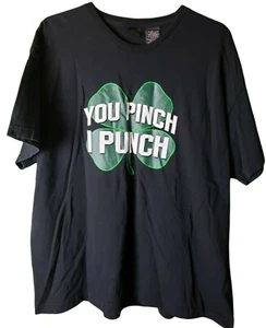 You Pinch I Punch St Paddys Lucky Tee Shirt Mens Size XXL Black Short Sleeve - Picture 1 of 4
