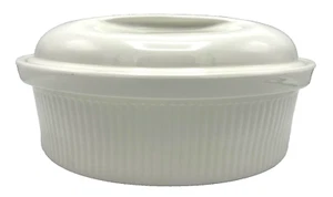 Johnson Brothers Athena piatto casseruola rivestito in ceramica ovale bianca con coperchio Inghilterra - Foto 1 di 13
