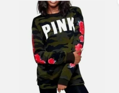 Victorias Secret PINK L NEW SET COMO RED ROSES CAMPUS TEE &FLEECE LINED LEGGINGS - Image 1 of 4