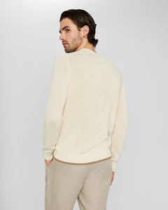 Club Monaco man plaited crew chandails white/blanc size M - Picture 1 of 4