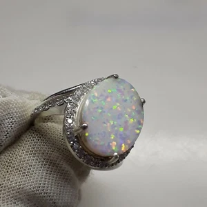 Natural 7.00 Carat 925 Sterling Silver Ring,Engagement Ring,Handmade Opal Ring - Picture 1 of 11