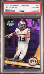 2023 JAKE GARCIA BOWMAN UNIVERSITY CHROME SAPPHIRE PURPLE /10 PSA 8 - MICHIGAN - Picture 1 of 2
