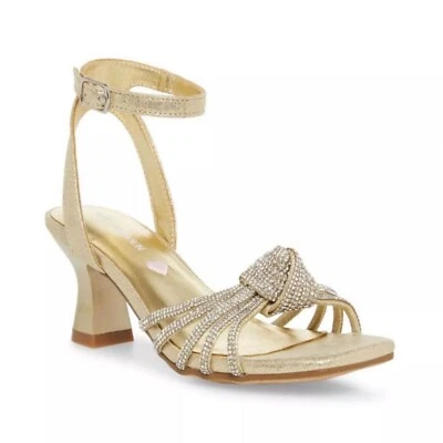 Sandalia Steve Madden Niñas Talla 3 Tacón Lucía Dorada ¡Nueva En Caja! Foto 1 de 4