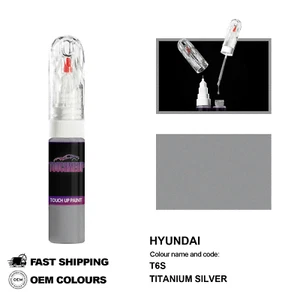 FOR HYUNDAI TITANIUM SILVER T6S Touch Up Paint Pen Brush Fix Kit Scratch Chip - Picture 1 of 8