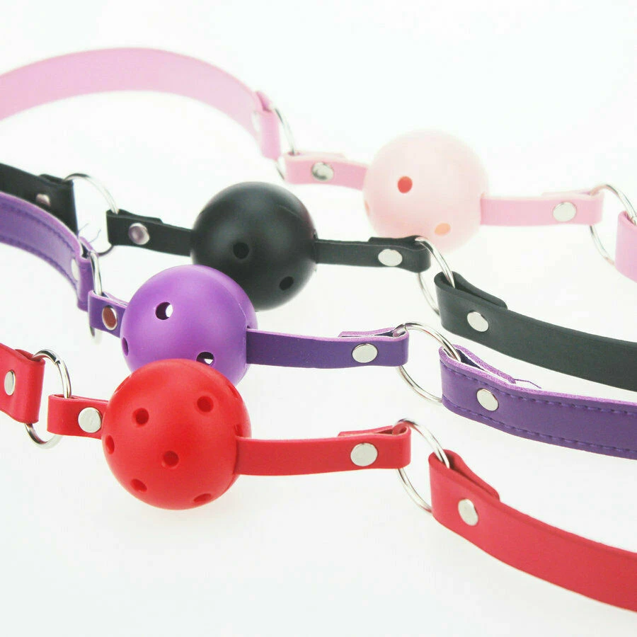 Mordaza de bola de imitación de cuero con sujeción bucal - Arnés BDSM juguete sexual oral Foto 1 de 1