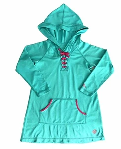 UV Skinz UPF 50+ Girls Sz 6 Sunwear Hooded Dress Coverup Turquoise Pink EUC e - Picture 1 of 9