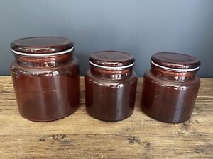 3 x Ikea Segersjon Brown Glass Jars with lids Storage Home
