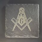 Masonic Lodge Slate Coasters Set Of Six With Metal Holder