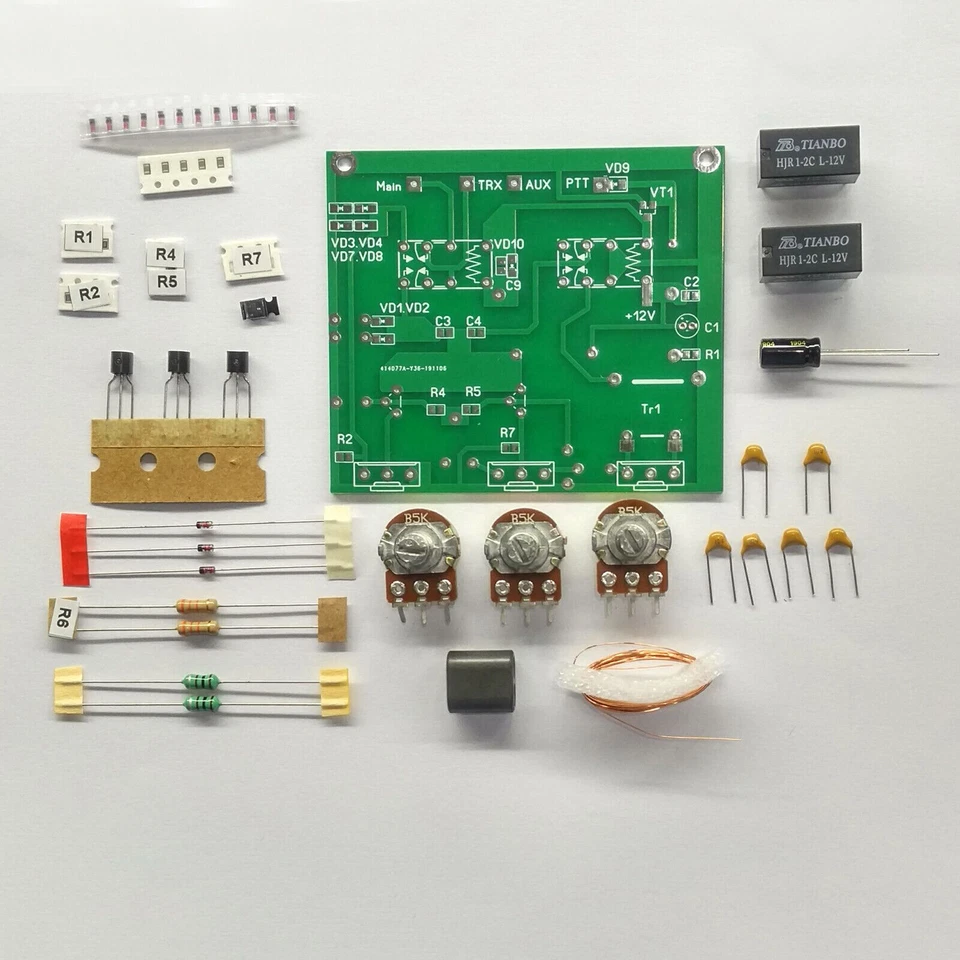 Disassembled PCB Components Assembly of QRM Eliminator X-phase 1-30mhz HF Bands