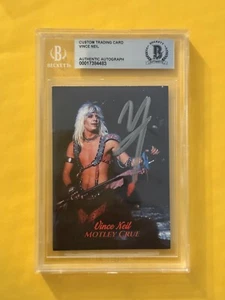 Tarjeta coleccionable firmada por Vince Neil BAS MOTLEY CRUE LEAD SINGER autógrafo auténtico - Imagen 1 de 4
