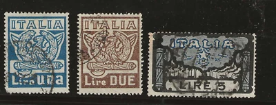 Italy Scott #162-#164 used 1923 high values from set, Anniv. of Fascisti March - Image 1 of 2