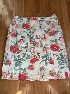 Van Huesen Women’s Floral Lined Skirt Size 14 White Pencil Skirt Boho - Picture 1 of 8