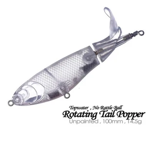 10PCS 8CM 13.5G Topwater Rotating Tail Popper Unpainted Bait Blank Fishing Lure - Picture 1 of 11