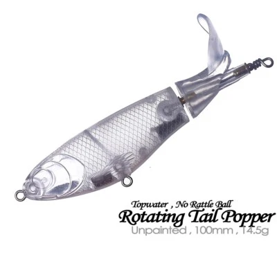 10PCS 8CM 13.5G Topwater Rotating Tail Popper Unpainted Bait Blank Fishing Lure - Image 1 of 4