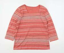 DASH Womens Multicoloured Striped Cotton Basic T-Shirt Size 12 Square Neck