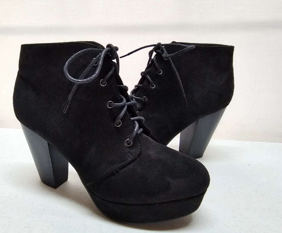 FOREVER размер 8,5 ботильоны искусственной замши платформе ботинок 3,5» блок кусок каблука - Изображение 1 из 4