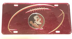 FSU Seminoles License Plate Tag Reflective Plastic Red Background Gold Trim - Picture 1 of 3