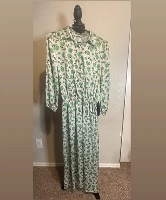 Maxi Vestido Estilo Vintage Años 70 Abertura Hippie Pradera Floral Manga Larga Talla 5/6 Foto 1 de 4