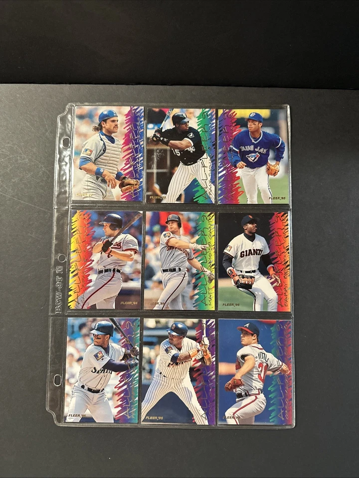 1995 Fleer All-Fleer 9 карт полный комплект GRIFFEY, RIPKEN, облигации, PIAZZA MADDUX - Изображение 1 из 4