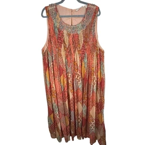 Maxi Vestido Ajustado Suave Surroundings Colorido Boho Con Cuentas Sin Mangas Arrugado 2X - Imagen 1 de 11