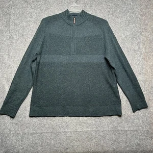 Smartwool Sweater Mens XL Green Ripple Ridge Half Zip Pullover Merino Wool Blend - Picture 1 of 18
