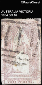 VICTORIA 1854 SC 16 QUEEN VICTORIA 2p MARRONE LILLA IMPERFETTO USATO V/G - Foto 1 di 2