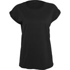 Build Your Brand Ladies Extended Shoulder Tee Basic Top T-Shirt Single Jersey Up