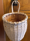 Round Vintage Style Pink Chalk Painted Basket Made for Hanging