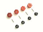 Hex 12mm Drive Hubs with Pins + Metal M4 Nyloc Wheel Nuts for 1/10 RC car. - Red
