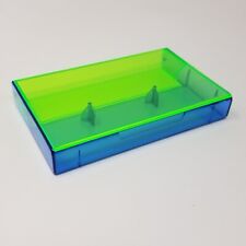 5 Cassette Tape Cases: Fluorescent Green Front + Blue Tint Back - Plastic
