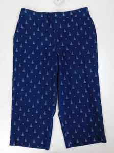 Alfred Dunner Womens Classic Fit Capri Size 10P Sailboat Print NWT - Picture 1 of 10