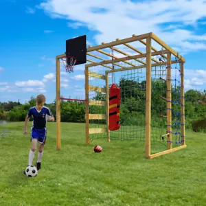XXL 3in1 Klettergerüst mit Fußballtor und Basketballkorb - Bild 1 von 2